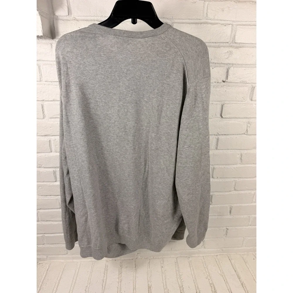 Lacoste Mens 4XL Gray V Neck Sweater 100% Cotton Crocodile Logo Big Tall